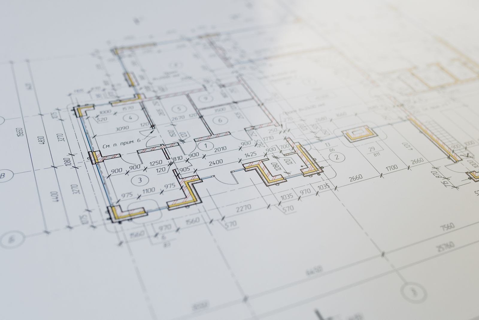 A close-up of an architectural bathroom floor plan